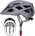 Adult-Men-Women Bike Helmet with Light - Mountain Road Bicycle Helmet with Replacement Pads & Detachable Visor