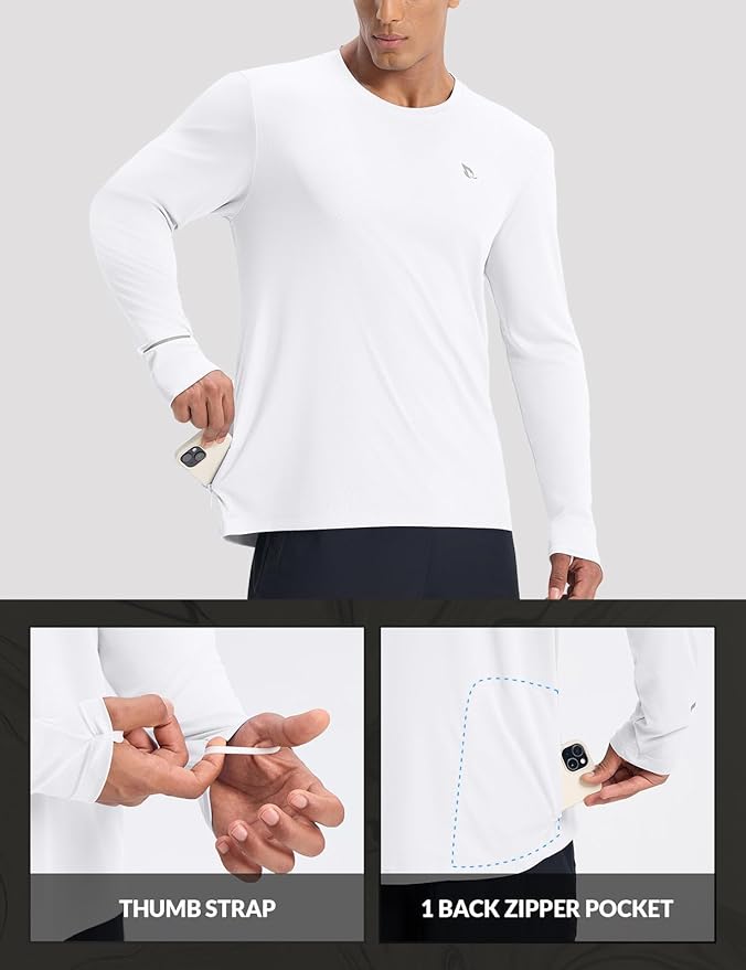 baleaf Men's Mountain Bike Shirts Long Sleeve Loose-fit Cycling Jersey Zipper Pocket UPF 50+ Workout Hiking Athletic Running