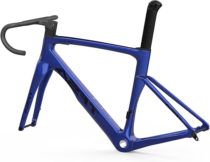 49/52/54/56cm Carbon Road Bike Frameset BSA BB68 Quick Release Frame Carbon Fiber Tapered Fork Disc Brake Frame Lightweight Thru Axle 12x100mm/12x142mm Internal Routing(Blue 2,49cm)