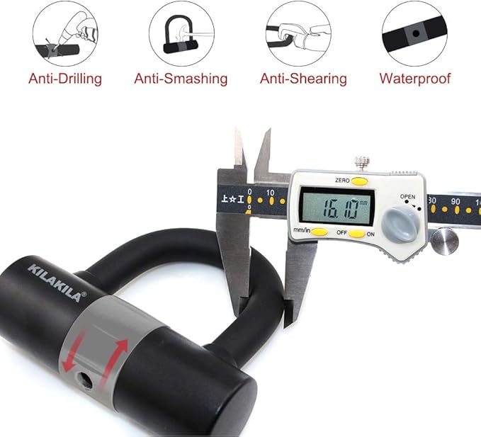 Security Chain Lock - Heavy Duty 10mm Bicycle and Motorbike Lock With 16mm U Lock