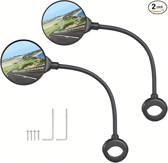 Bike Mirror,2 Pack Bike Mirror Handlebar Mount,Adjustable Rotatable Bicycle Rear View Mirror,Wide Angle Acrylic Convex Safety Mirror for Mountain Road Bike