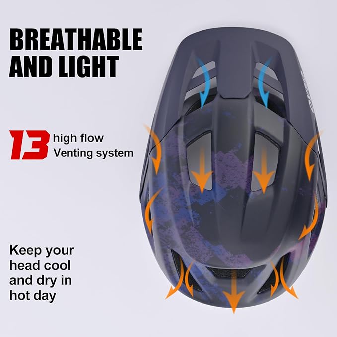 Bike Helmets for Men and Women, Mountain Bike Helmet with Extended Visor Helmets for Adults Adjustable & Comfortable Bicycle Helmet Road Bike Helmet 55-61cm