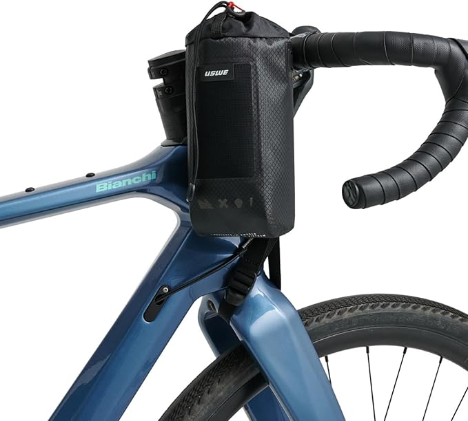 USWE Food Pouch Bikepacking Bag, Handlebar Bag Lightweight Waterproof Front Frame Water Bottle Holder and Snacks Bag 1.4L Capacity, For Racing, MTB, E-MTB, Gravel, Road Mountain Bicycle