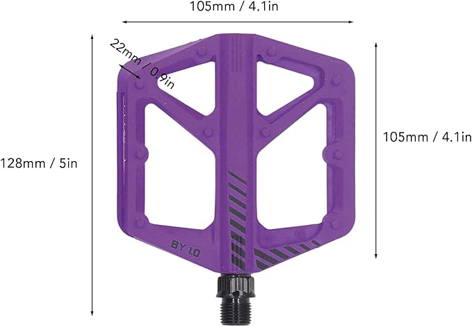 Cycle Pedal Nylon Fiber Enlarged Anti Slip Flat Platform Pedal for Road Mountain Cycle Lightweight Robust Durable Universal Fit 1 Pair (Purple)