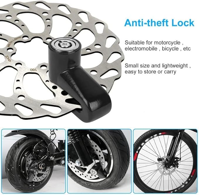 Ainiv Disc Brake Lock, E Scooter Lock Anti-Theft, Cable Bike Lock Waterproof 5FT /12mm Cable with 2 Keys for Scooter, Bike, Electric Bike, Skateboards, Strollers, Lawnmowers with Lock Holders-Black