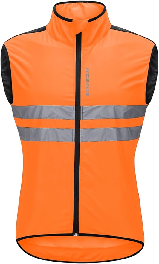 WOSAWE Men's High Visibility Cycling Wind Jacket Water Resistance Reflective Windbreaker