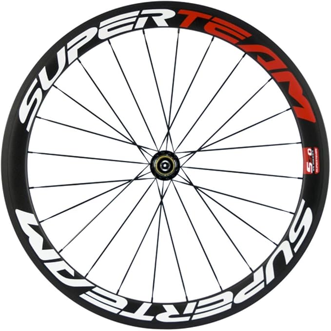 Superteam 50mm/23mm Clincher Wheelset 700c Carbon Wheel with White and Red Decal