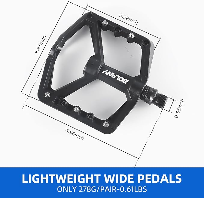 Mountain Bike/MTB Pedals Bicycle Flat Pedals Aluminum 9/16" Sealed Bearing Lightweight Platform for Road Mountain BMX MTB Bike