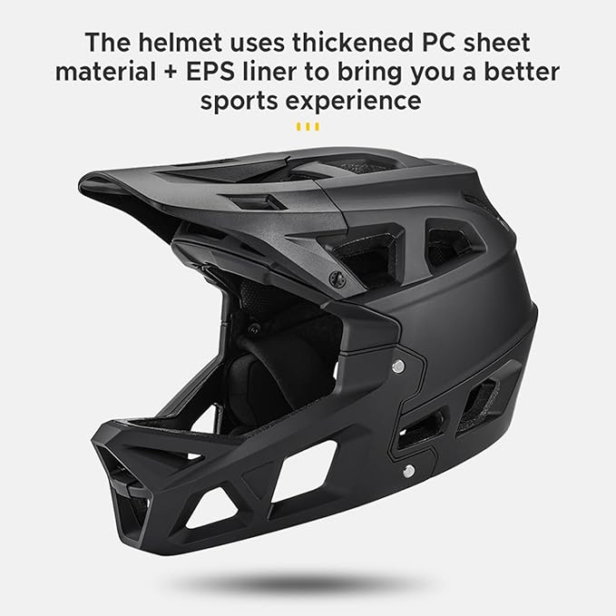 Lixada Adult Bike Helmet, Full Face Mountain Bike Helmet Lightweight Bicycle Helmet with Pads & Visor, Comfort Cycling Helmet Racing Downhill MTB Helmet for Men Women