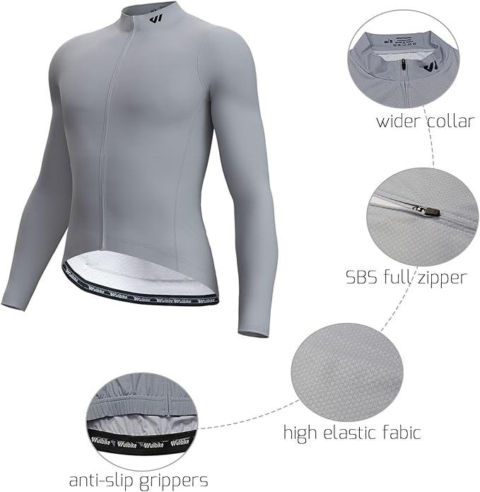 Men's Cycling Jerseys Long Sleeve Bike Biking Shirts Full Zip with Pockets Road Bicycle Clothing