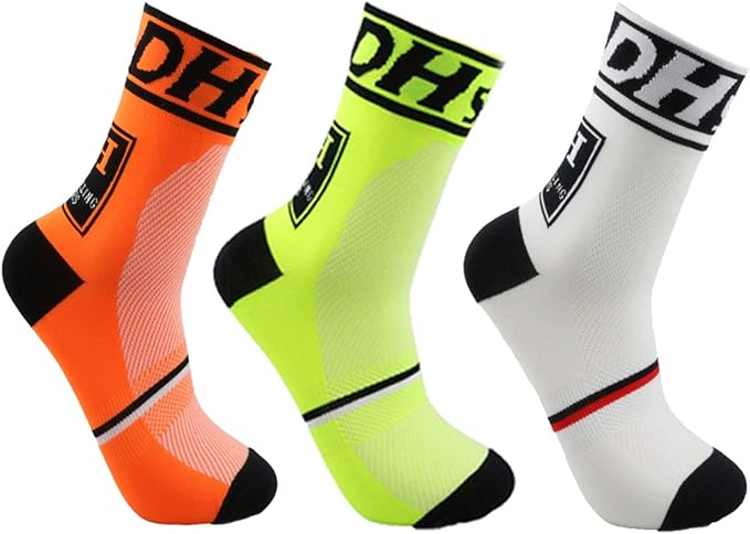 Libar Men's Cycling Socks Unisex Breathable Sports Running Trekking Athletic Basketball Socks