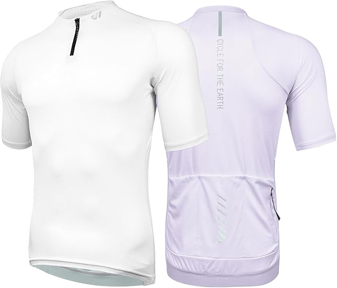 Wulibike Cycling Jersey Men Short Sleeve, Road Bike Shirts 1/4 Zipper with Pockets, Bicycle Clothing Breathable Quick Dry