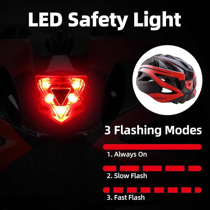 Adult Bike Helmet, Bicycle Helmet with Rear LED Light & Detachable Magnetic Goggles,Cycling Helmet Adjustable for Men Women Mountain & Road