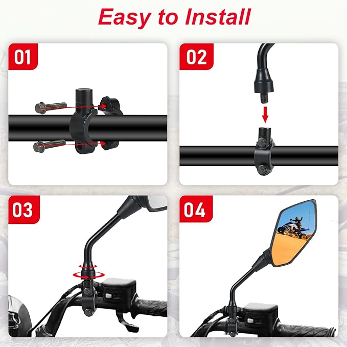 Motorcycle Mirrors, OFIG ATV Mirrors with 7/8" Handlebar Mount Compatible with Motorcycle Scooter Moped ATV Snowmobile Polaris Sportsman Dirt Bike Cruiser Chopper