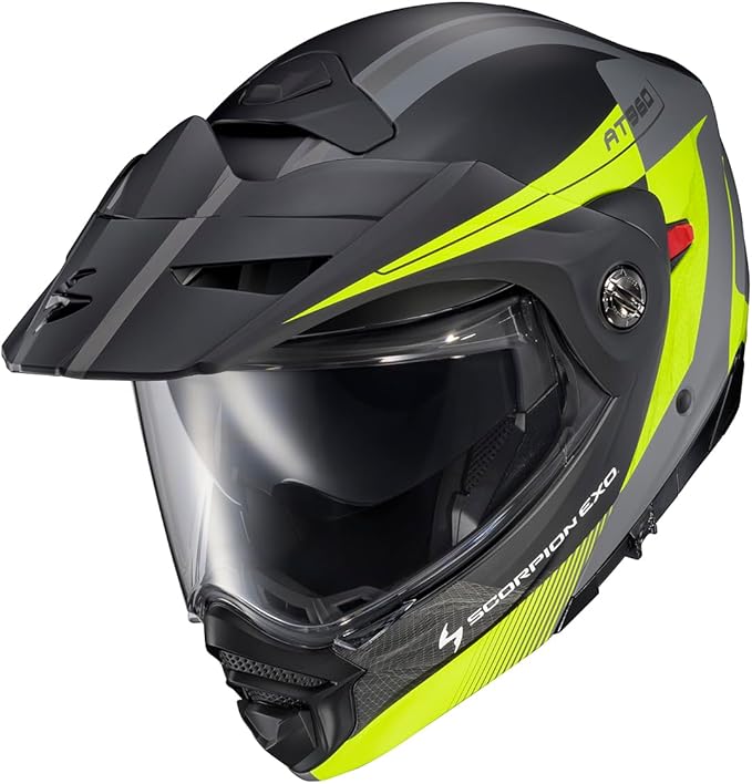 ScorpionEXO AT960 Modular Adventure Street Motorcycle Helmet with Bluetooth Ready Speaker Pockets DOT ECE Approved Topographic 2 (Hi-Vis/Grey - Large)