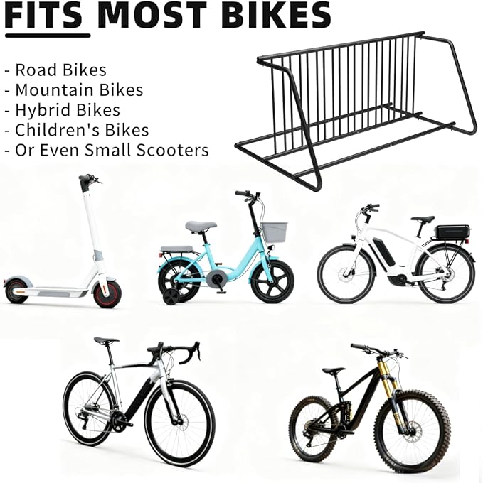 Commercial Grid Bike Rack-59" Length Single & Double Sided 10 Holders Floor Bike Parking Rack Stand, Bicycle Storage Stand for Garage,Store,School,Park Storage & Universities Power Coated Steel