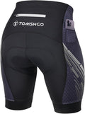 TOMSHOO Cycling Bike Shorts, 4D Padded Bicycle Riding Biker Pants with Multi-Pockets, Reflective Coating, Anti-Slip Leg