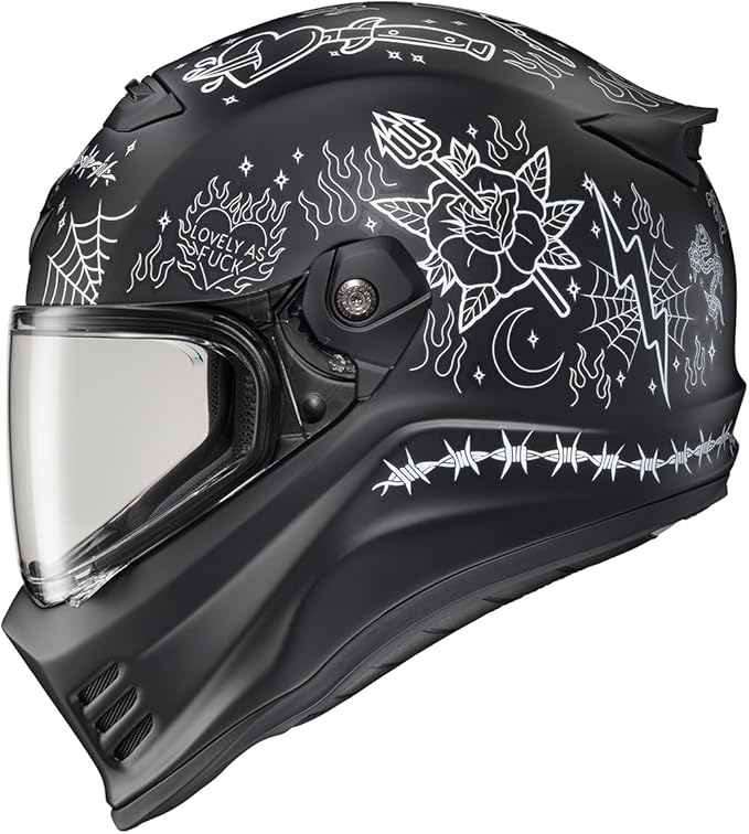 ScorpionEXO Covert FX Full Face Adult Motorcycle Helmet Street Fighter Style - Bluetooth Ready Speaker Pockets DOT ECE The Litas 2 (Black - X-Small)