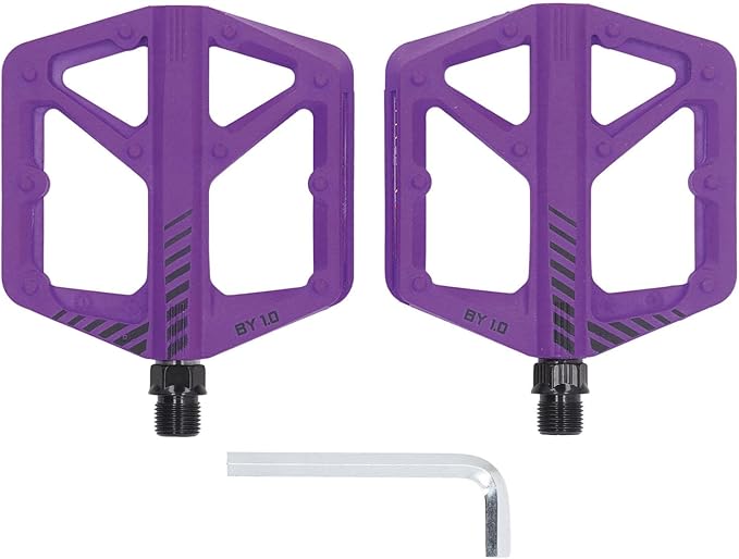 Cycle Pedal Nylon Fiber Enlarged Anti Slip Flat Platform Pedal for Road Mountain Cycle Lightweight Robust Durable Universal Fit 1 Pair (Purple)