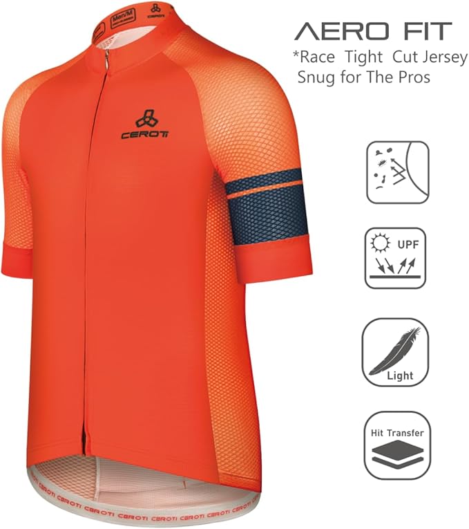 CEROTIPOLAR Snug Fit Men AirCool Cycling Jersey Bike Shirts UPF50+,PRO Dry Fit Light Weight Fabric