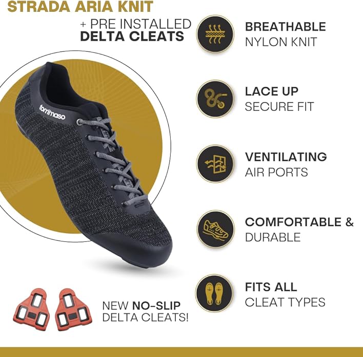 Tommaso Strada Mens SPD & Peloton Shoes—Ready-to-Ride with Peloton Delta Cleat or SPD Cleats for Indoor Bikes—Explore Vareity Cycling Shoes & Bike Accessories.