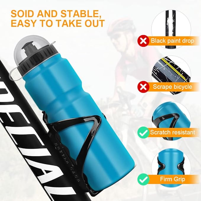 Ainiv Bike Water Bottle Cage with BPA-Free 800ml/28oz Bike Bottle, Black Gloss Strong Bike Water Bottle Holder, Bicycle Cup Holder, Cycling Bottle Holder for Road Bike and Mountain Bike, Blue