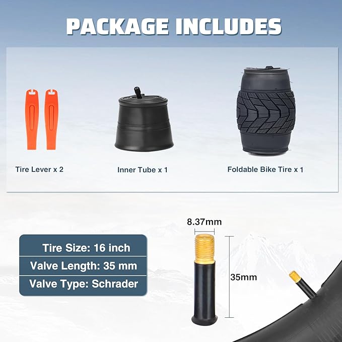 MEGHNA Fat Bike Tire 16/20/24/26 inch Electric Bike Tire Fat Tire 16/20/24/26 x 3.0 inch Heavy Duty Knobby Anti-Slip Foldable Replacement All Terrain Tire for E-Bike Snow Bike Fat Bike