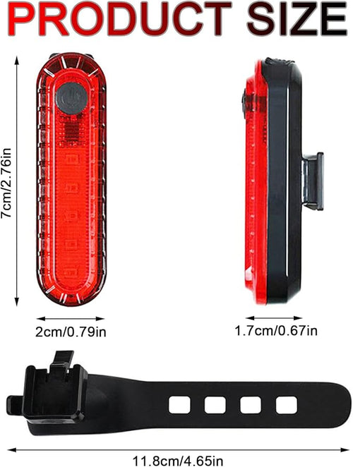 2 Pack USB Rechargeable LED Bike Tail Light Bicycle Rear Cycling Night Essential Reflector Seat Back Safety Lamp Waterproof Bright Warning Flash MTB Light for Men Women Kids