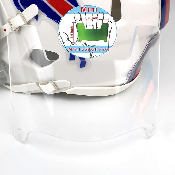 Mini Football Helmet Visor Clear with Clips Universal Fit for Collectors and Display