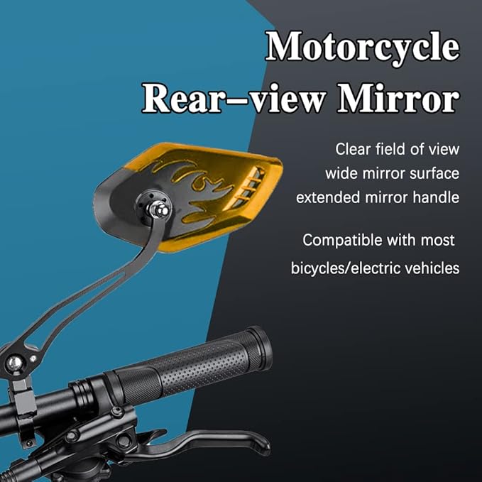 ASUBHA 2PCS Motorcycle Mirrors, Scooter Mirrors, 360°Adjustable Motorcycle Side Mirror with 8mm & 10mm Bolt, Motorbike Handlebar Wide Angle Rear View Accessories Universal for ATV UTV Dirt Bike