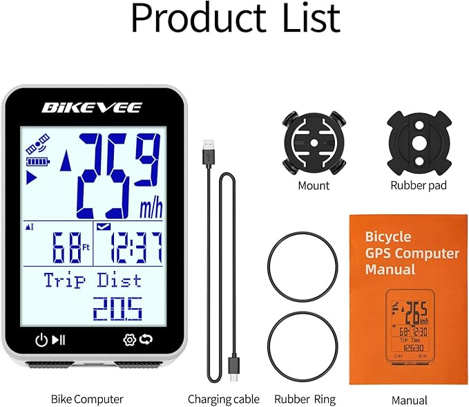 GPS Speedometer & Odometer - Wireless Bike Computer, Auto Start/Stop, Auto Backlight, IPX7 Waterproof, 2.4" LCD, Cycling Tracker in MPH & KM/H