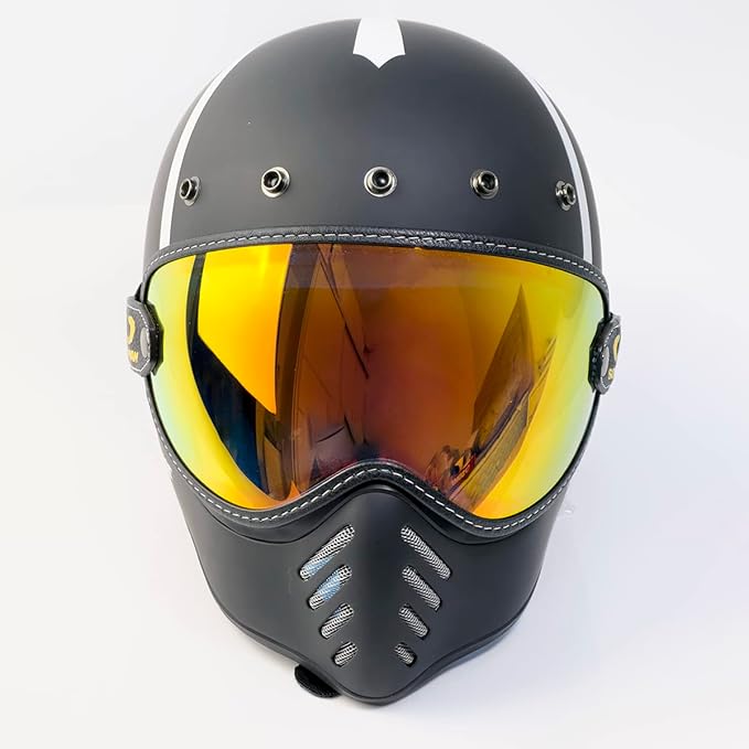 Retro Motorcycle Helmet Shield Bubble Visor, PC Goggles Lens Replacement for Off-Road Cruiser Motorcycle Helmet Bell Moto-3