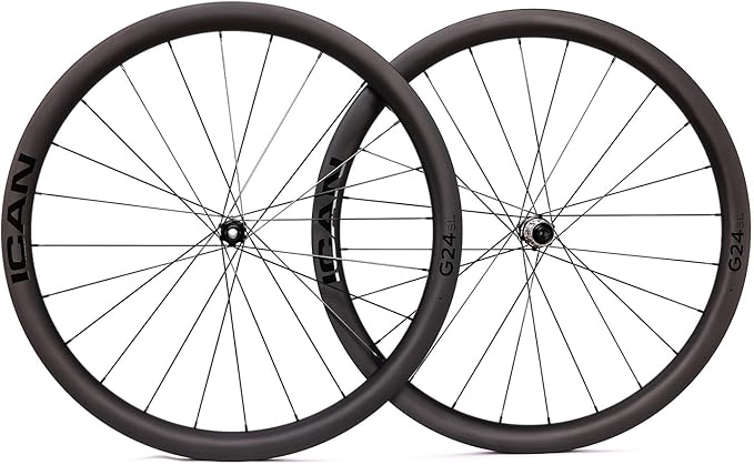 ICAN 700C G24SL-1297g/G25SL-1352g Carbon Gravel Bike Wheelset Disc Brake 40mm Depth/50mm Depth-25mm Inner Width