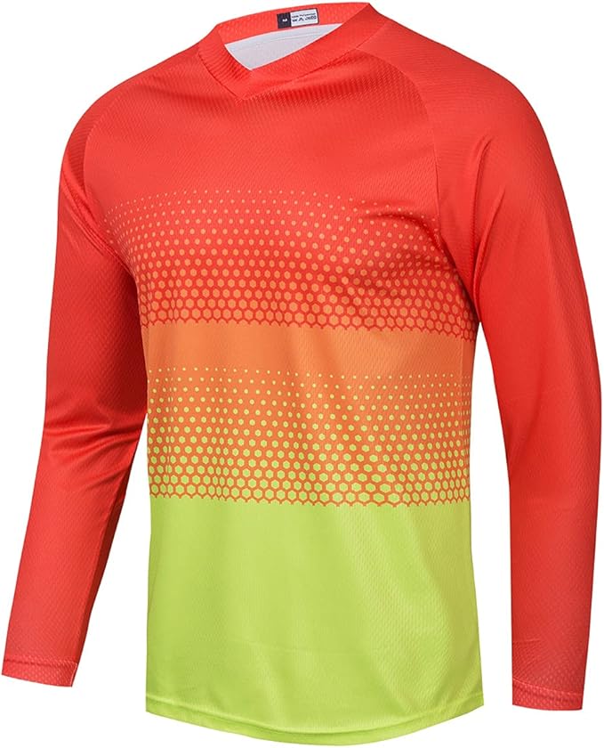 Men's Mountain Bike Jersey Long Sleeve MTB Off-Road Motocross Jersey Quick Dry Downhill&Motocross Shirts