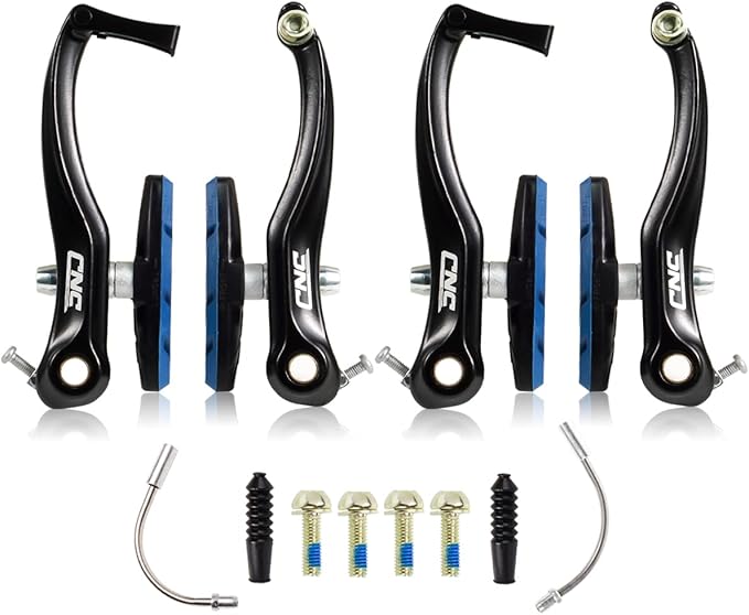 CNC V Brake Set, Bicycle Linear Pull V Brakes for Front/Rear Wheel, Long Arm 110mm, Black …