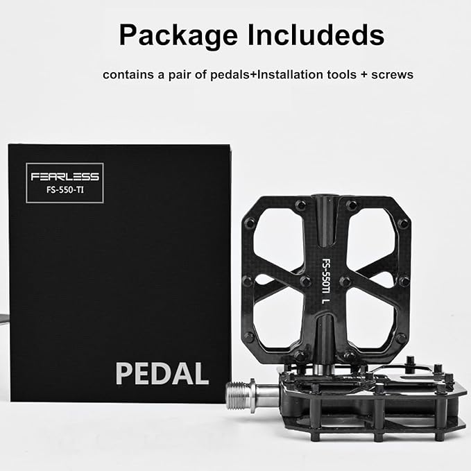 Carbon Fiber Pedals with Titanium Core - Lightweight T800 Carbon Fiber, Anti-Slip Aluminum Pins, 12-Pin Design, Durable & Strong for Road & Mountain Bikes