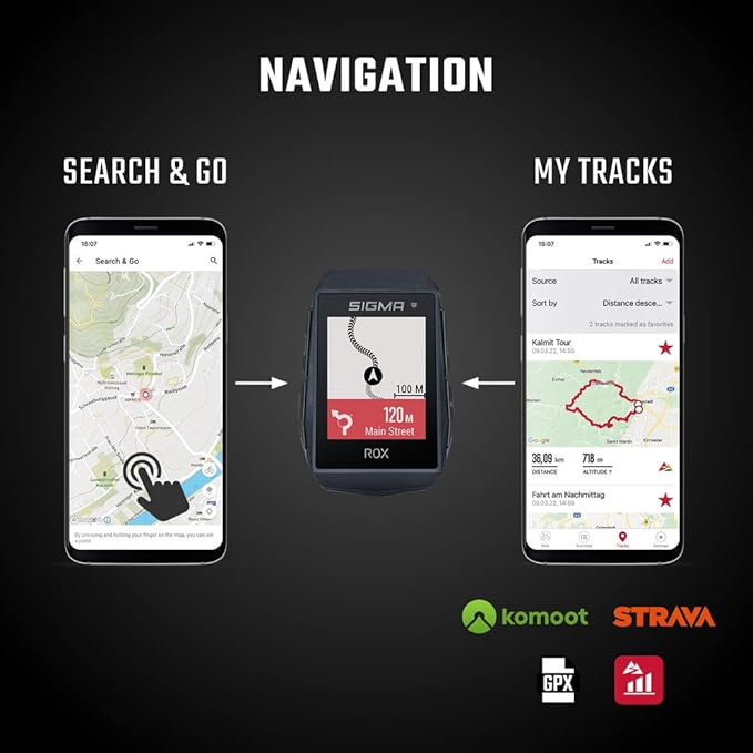 SIGMA Sport ROX 11.1 EVO GPS Bike Computer, Black, Navigation, Workout, Indoor & Outdoor Training, Quick Mounting, E-Bike Ready, Smart Phone Connectivity, Lightweight, IP67 Water Resistant
