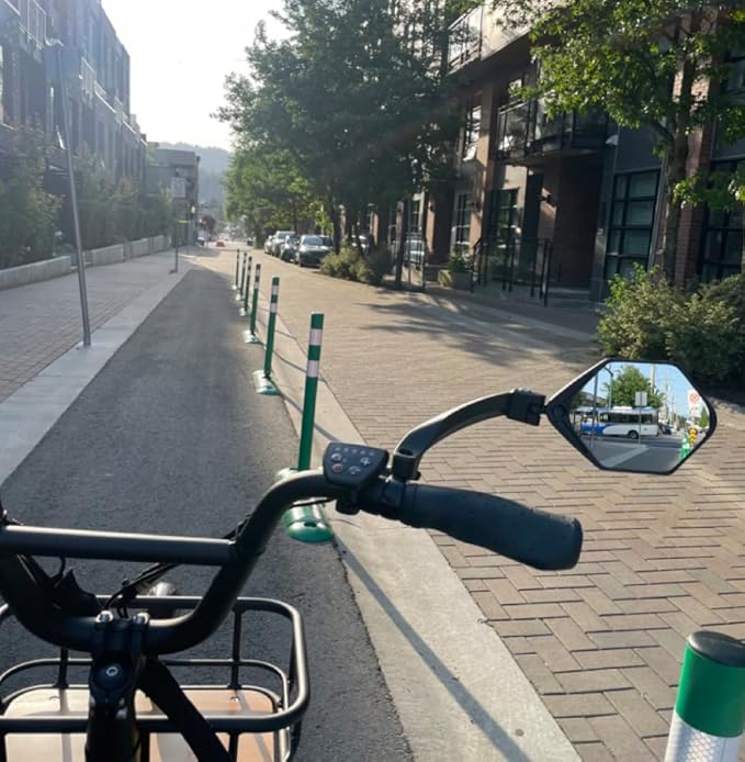 Hafny NEW Handlebar E-Bike Mirror, Large Surface Mirror, HD Automotive Grade Glass Bicycle Mirror, Safe Blast-Resistance Cycling, (HF-M904-FR01B) (Silver Glass Right)