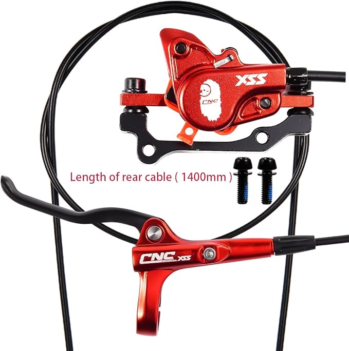 Chooee Mountain Bike Hydraulic Disc Brake ，MTB Hydraulic Disc Brake Set Right Left Rear 1450mm Hydraulic Brake，Red