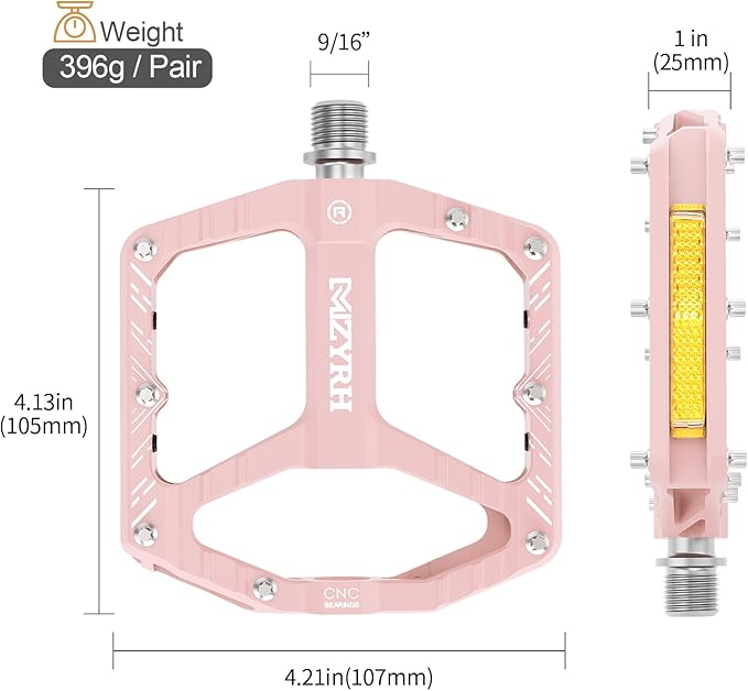 MZYRH Mountain Bike Pedals MTB Pedals,9/16" Non-Slip Lightweight Aluminum Alloy Bicycle Pedals for Road Mountain BMX MTB