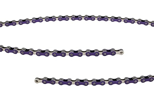 Bicycle Chain, 116 Links, 1/2 x 1/8 inches, Steel Single Speed with Magic Buckle, for Fixed Gear Bikes, Commuter Bikes, MTB (Purple)