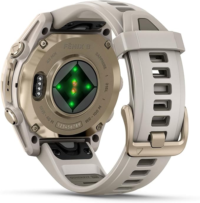 PlayBetter Garmin Fenix 8 AMOLED Sapphire (43mm, Soft Gold/Dark Sandstone) Multisport GPS Smartwatch Bundle - 1.3” Touchscreen, Built-in LED Flashlight Wireless Running Earbuds