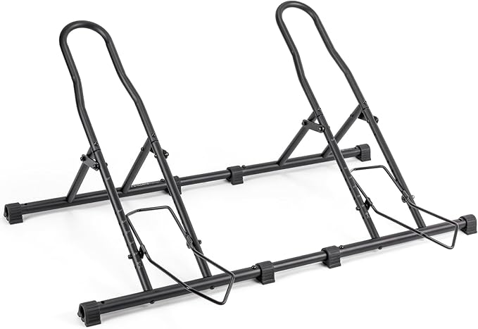 cyclists Indoor Bike Floor Stand - Bike Rack Floor Parking for Garage/Home - Bike Storage Bicycle Parking Rack Fit 20”-29” Mountain Road Bikes (For 2 Bikes)