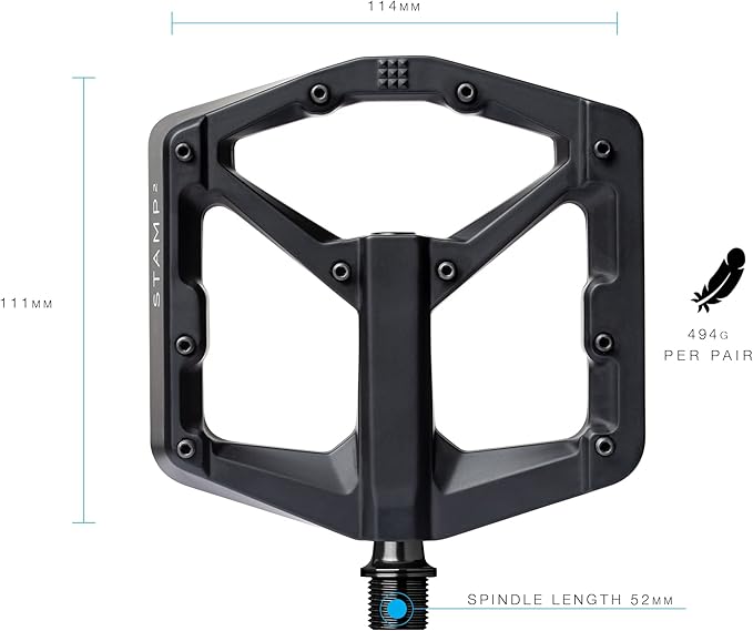 Crankbrothers Stamp Flat MTB Pedals - Size-Specific, Lightweight, Versatile, Durable Bike Pedals