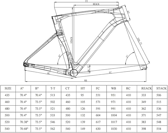 700c Road Bike Frameset Lightweight Carbon Racing Frame 43.5/46/48/50/52/54CM Internal Routing Disc Brake Frame Thru Axle 100mm/142mm(52CM)