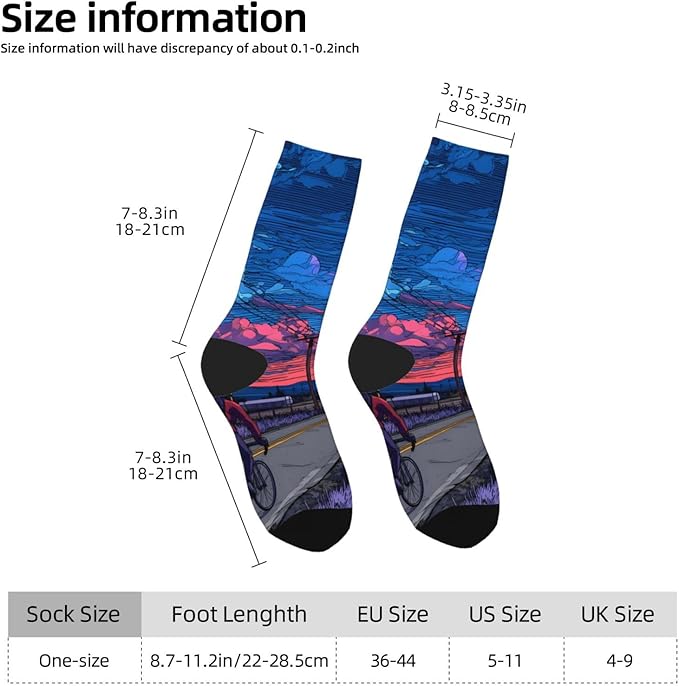 (Cycling on the road) Mid Calf Socks Breathable Adult Unisex Socks Casual Daily Wear for Women Men