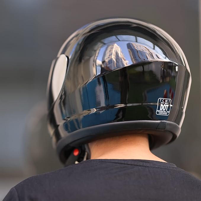 TCT-MOTORPARTS Motorcycle Motocross Flip Up DOT Full Face Helmet Visor Mirror Sun Shield Street Sport Motorcycle Adult Helmet for Women Men Gloss Black, (Medium