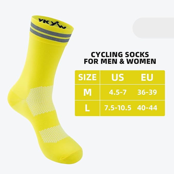 YKYWBIKE Cycling Socks for Men Women-Athletic Crew Bike Socks,Compression Biking Socks for Men Cycling,MTB Riding Socks
