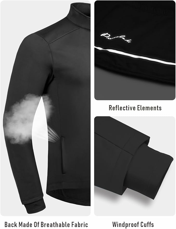 Przewalski Cycling Bike Jackets for Men Winter Thermal Running Jacket Windproof Breathable Reflective Softshell Windbreaker