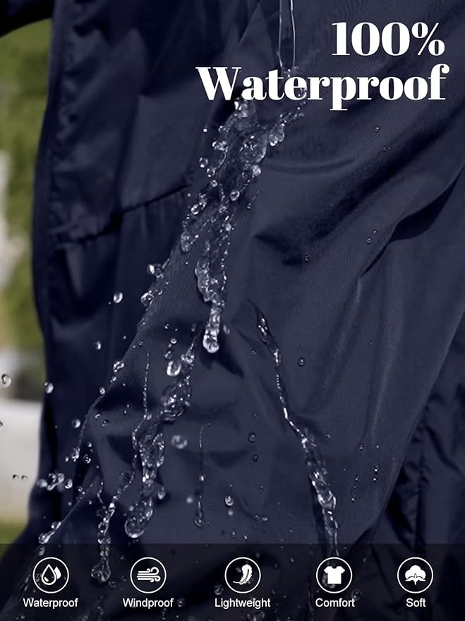 Packable Rain Jacket Women Waterproof Lightweight Jacket With Hood Womens Windbreaker Jacket S-XXL